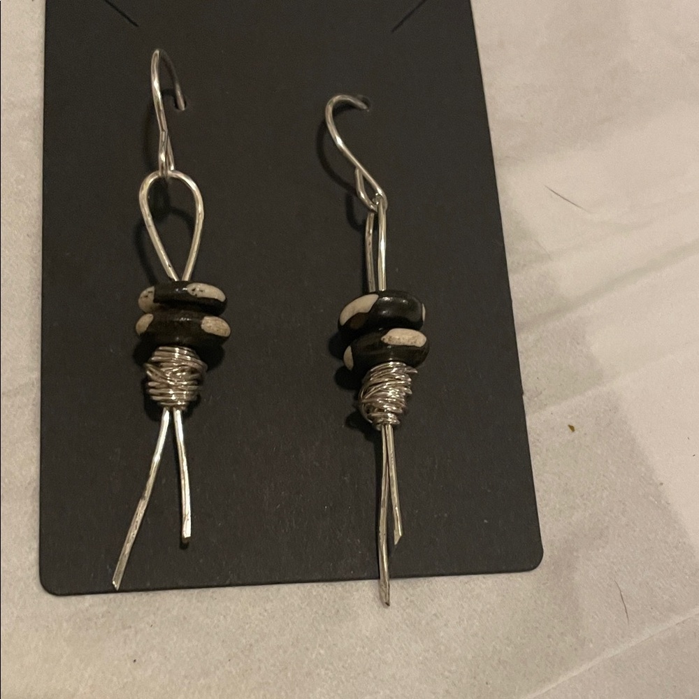Elegant Silver and Black Dangle Earrings